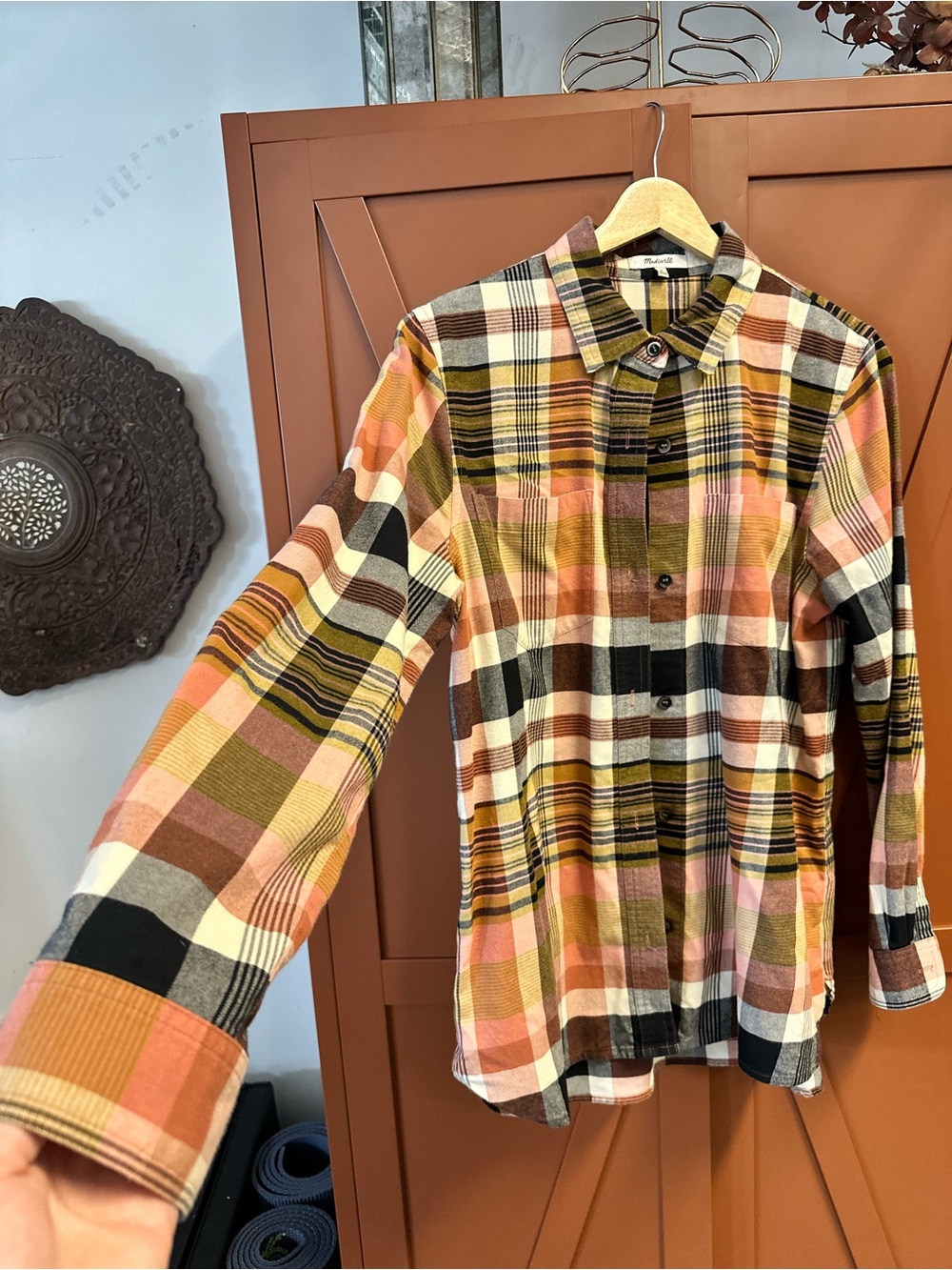 Madewell Plaid Shirt in Pink, Mustard & Olive Tones